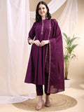 Ethnic Motifs Embroidered V-Neck Pure Cotton Kurta With Trousers & Dupatta