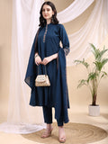 Ethnic Motifs Embroidered V-Neck Pure Cotton Kurta With Trousers & Dupatta