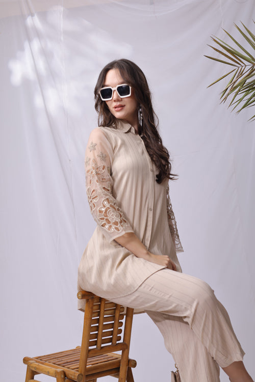 Designer Cutwork Cream Co-ord Set