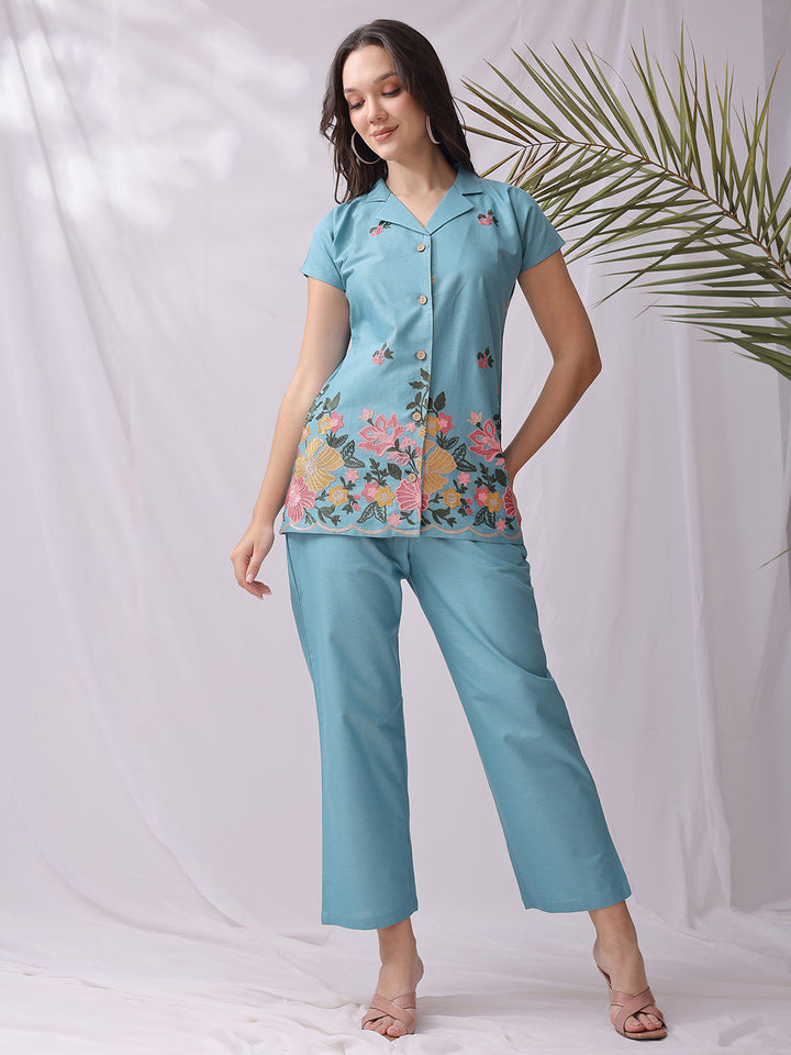 Cotton Co-ord Set Blue