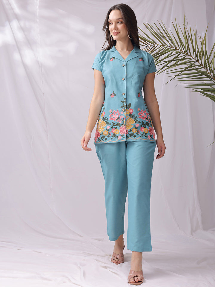 Cotton Co-ord Set Blue