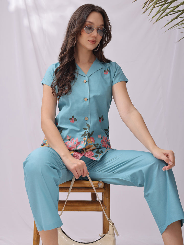 Cotton Co-ord Set Blue
