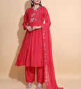 Rani Hand-Embroidered Antalkali Kurta Set with Dupatta