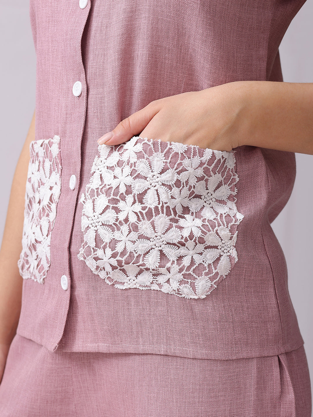White Pocket Linen Co-ord Set