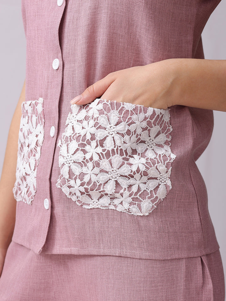 White Pocket Linen Co-ord Set