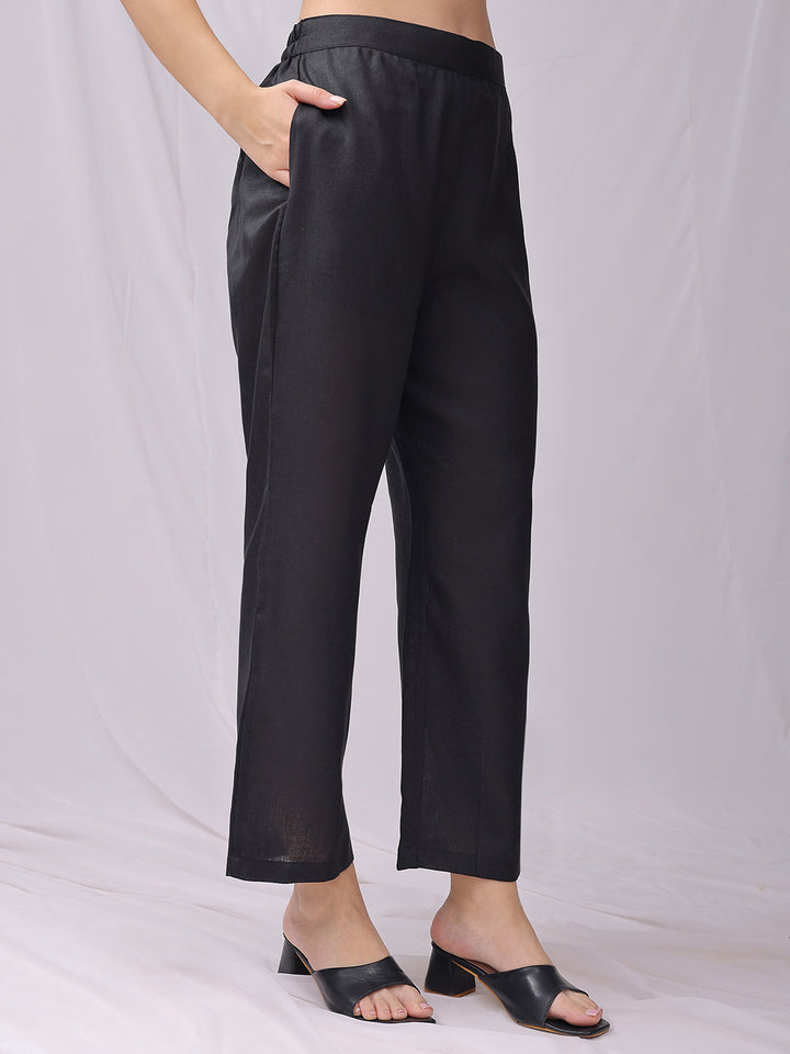 Balck Printed Linen Co-ord Set