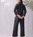 Balck Handwork Embroidery Linen Co-ord Set