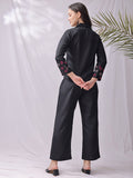 Balck Handwork Embroidery Linen Co-ord Set