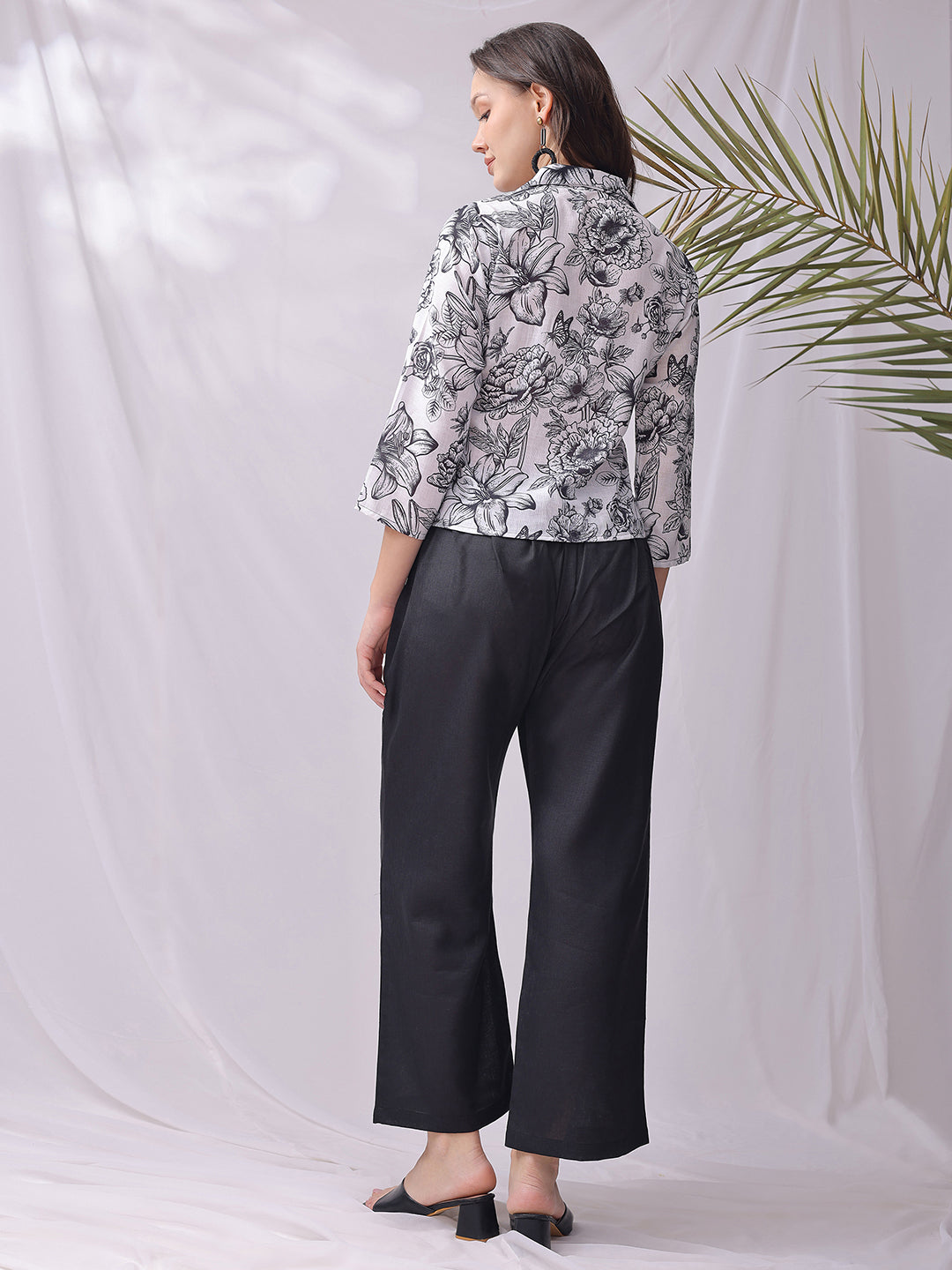 Balck Printed Linen Co-ord Set