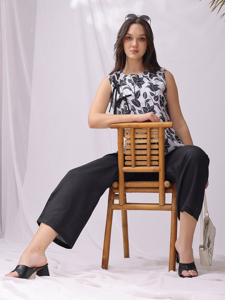 Balck Printed Linen Co-ord Set
