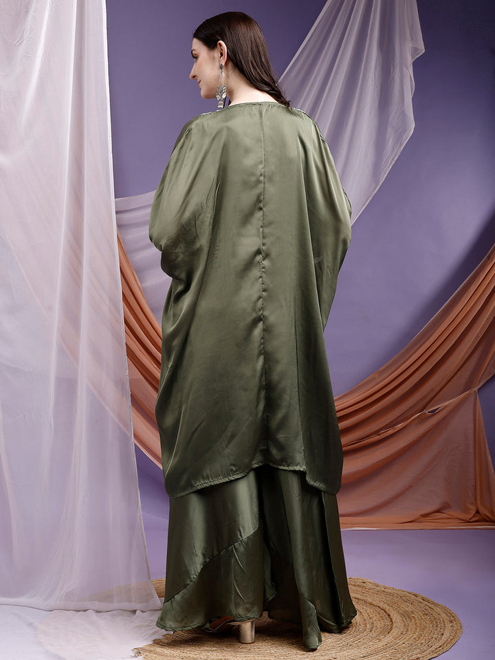 Designer Embroidered Wine Palazzos Set with Jacket (Copy)