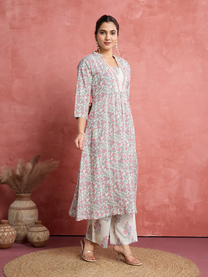 Pastel Pink Perfection: Pure Cotton Angrakha-Style Kurta Set