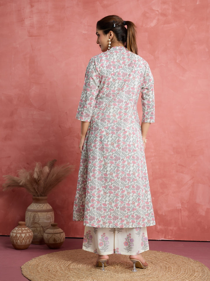 Pastel Pink Perfection: Pure Cotton Angrakha-Style Kurta Set