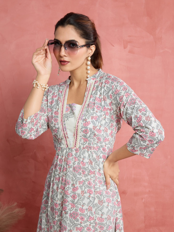 Pastel Pink Perfection: Pure Cotton Angrakha-Style Kurta Set