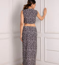 Black Abstract Print Crop Top and Midi Skirt Set
