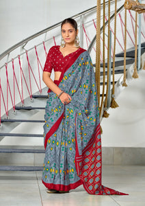 Mal Cotton Hand Block Print Saree
