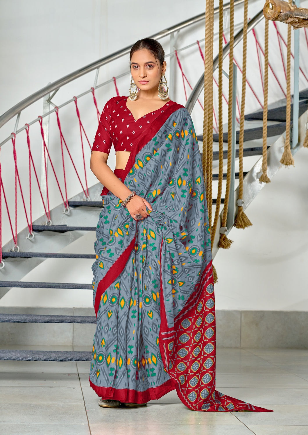 Mal Cotton Hand Block Print Saree
