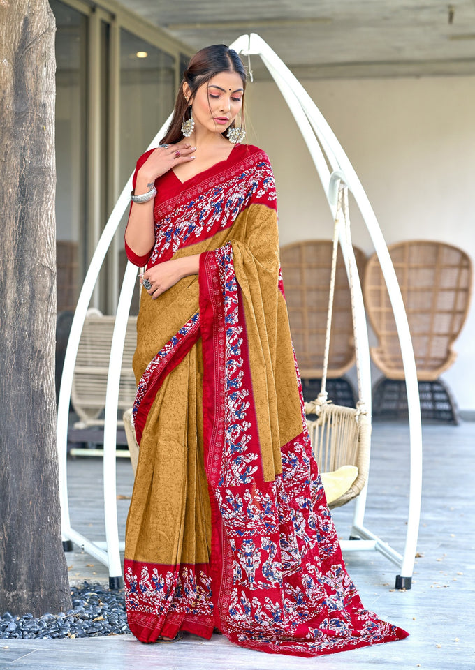 Pure Mal Cotton Hand Block Print Saree (Copy)