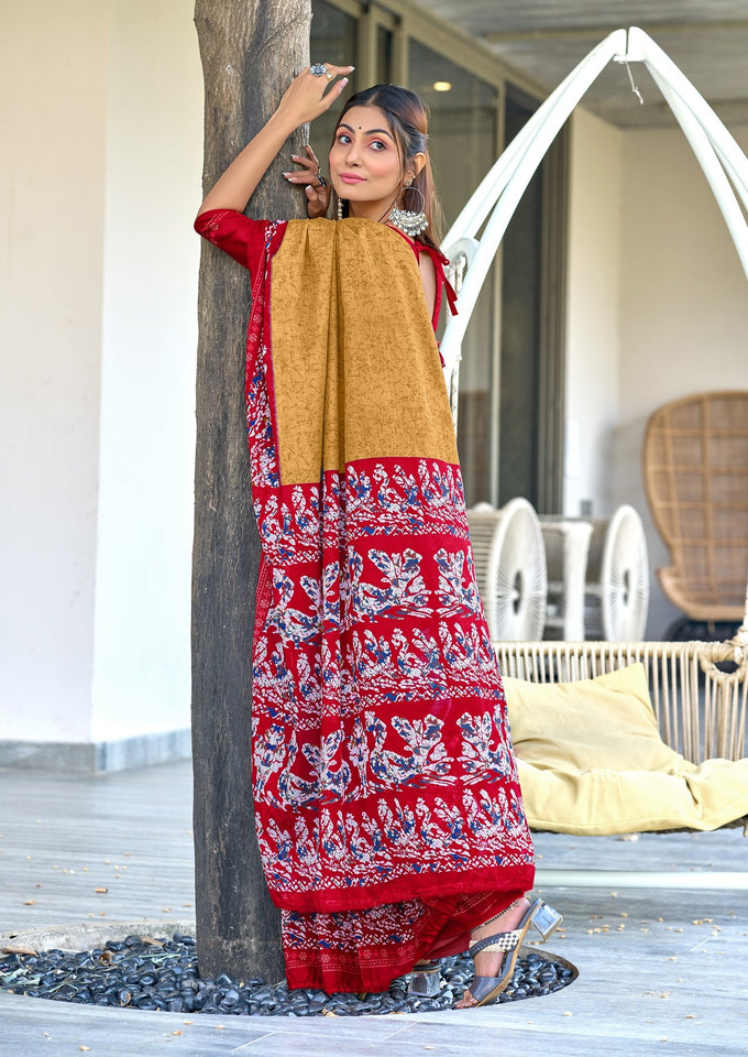 Pure Mal Cotton Hand Block Print Saree (Copy)