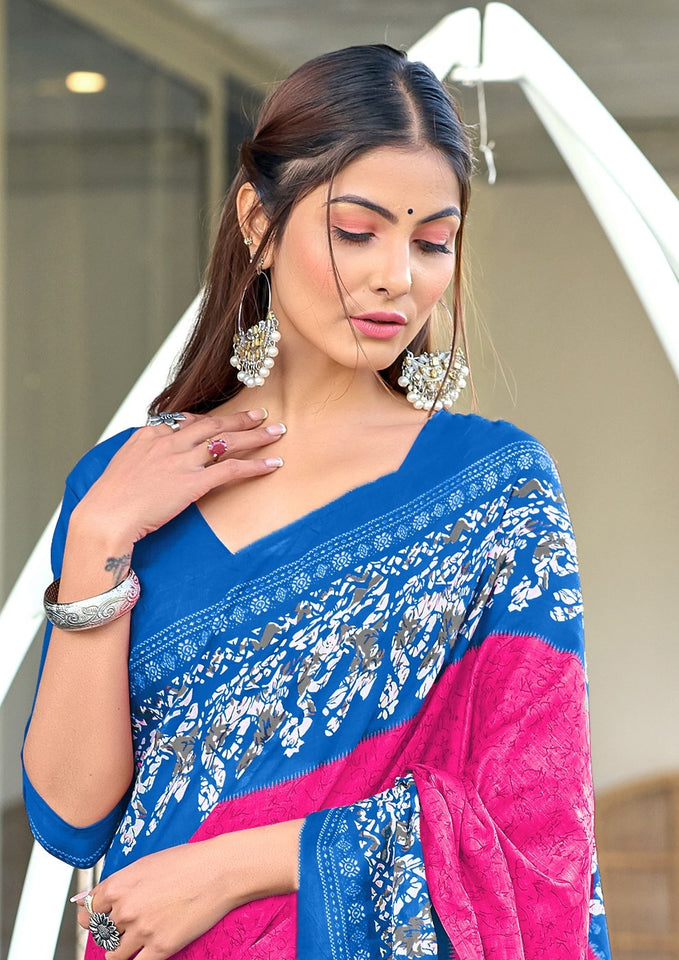 Pure Mal Cotton Hand Block Print Saree