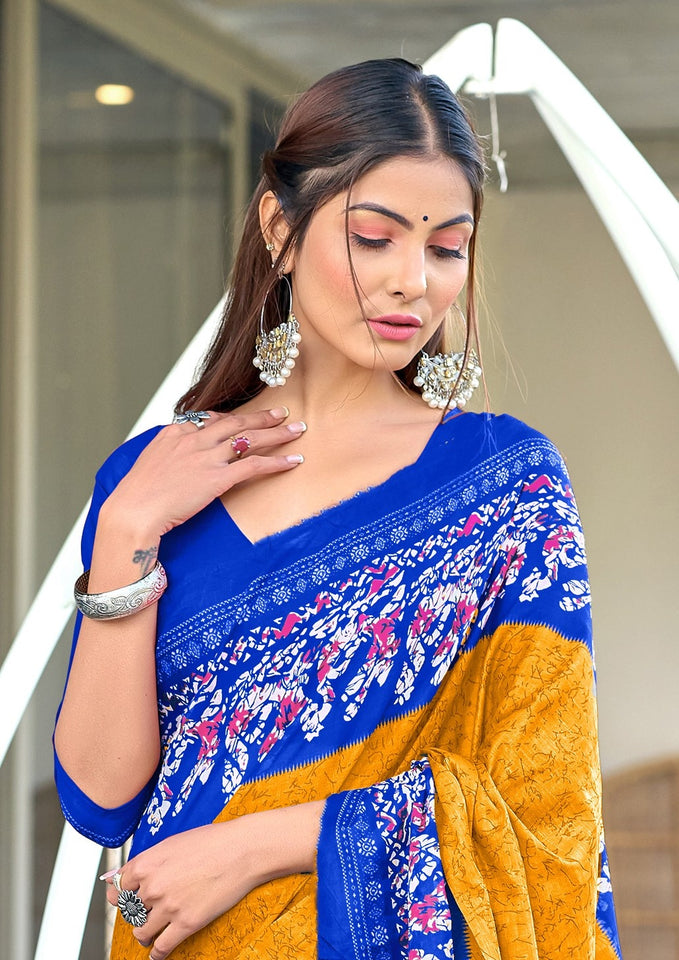 Pure Mal Cotton Hand Block Print Saree