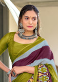 Mal Cotton Hand Block ikat Print Saree