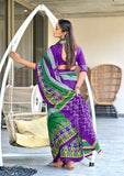 Mal Cotton Hand Block ikat Print Saree