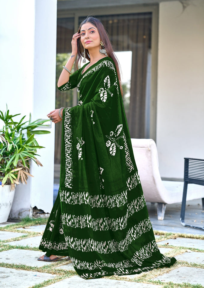 Pure Mal Cotton Hand Block Print Saree