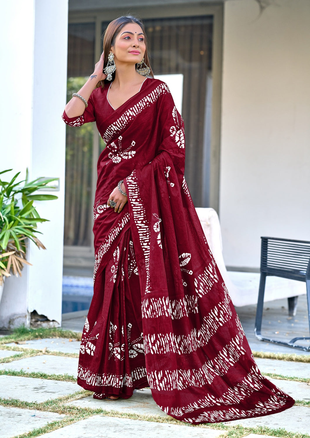 Pure Mal Cotton Hand Block Print Saree