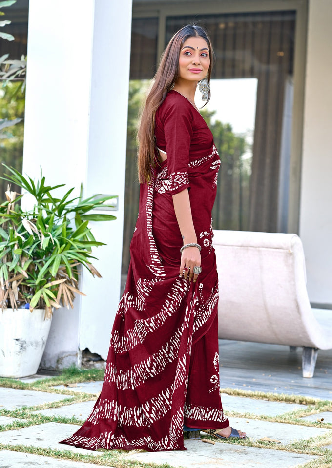 Pure Mal Cotton Hand Block Print Saree