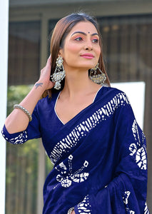 Pure Mal Cotton Hand Block Print Saree