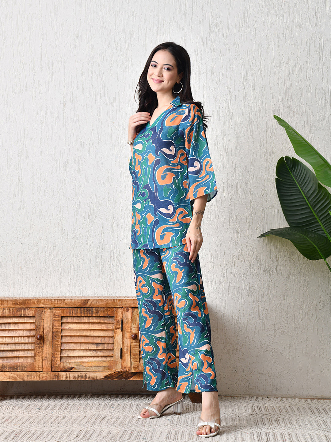 Women’s Abstract Geometric Print Co-ord Set