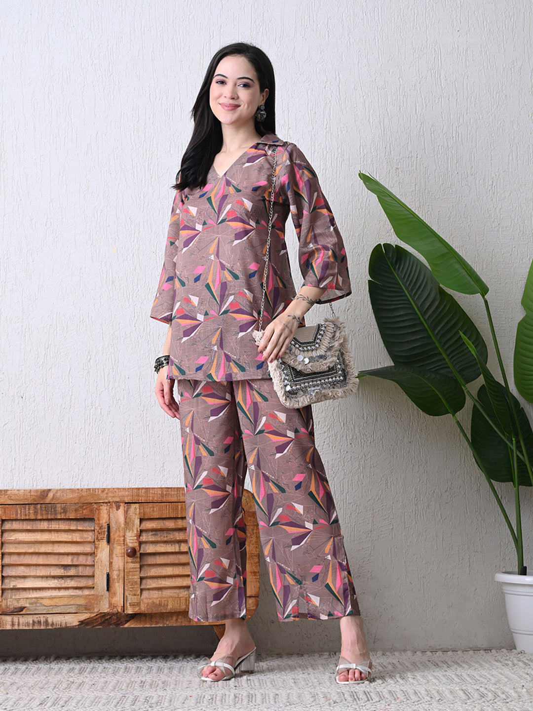 Women’s Abstract Geometric Print Co-ord Set