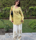 Lemon Yellow Farsi Salwar Set Embroidery