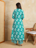 Handwork Pure Cotton Printed A-Line Kurta with Trousers Set
