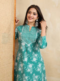 Handwork Pure Cotton Printed A-Line Kurta with Trousers Set