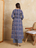 Handwork Pure Cotton Printed A-Line Kurta with Trousers Set