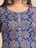 Handwork Pure Cotton Printed A-Line Kurta with Trousers Set
