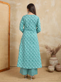 Pure Cotton Printed A-Line Kurta with Trousers Set