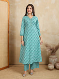 Pure Cotton Printed A-Line Kurta with Trousers Set
