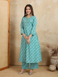 Pure Cotton Printed A-Line Kurta with Trousers Set