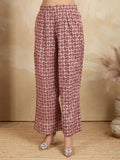 Earthy Rust & Mauve Pure Cotton Block Print Suit Set (3-Piece)