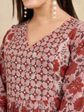 Earthy Rust & Mauve Pure Cotton Block Print Suit Set (3-Piece)