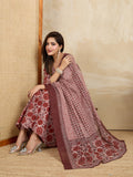 Earthy Rust & Mauve Pure Cotton Block Print Suit Set (3-Piece)