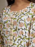 Handwork Pure Cotton Printed A-Line Kurta with Trousers Set