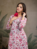 Blush Pink & White Floral Pure Cotton A-Line Kurta Set
