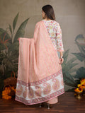Sweet Pastel Dream: Pure Cotton Floral Anarkali Set (3-Piece)