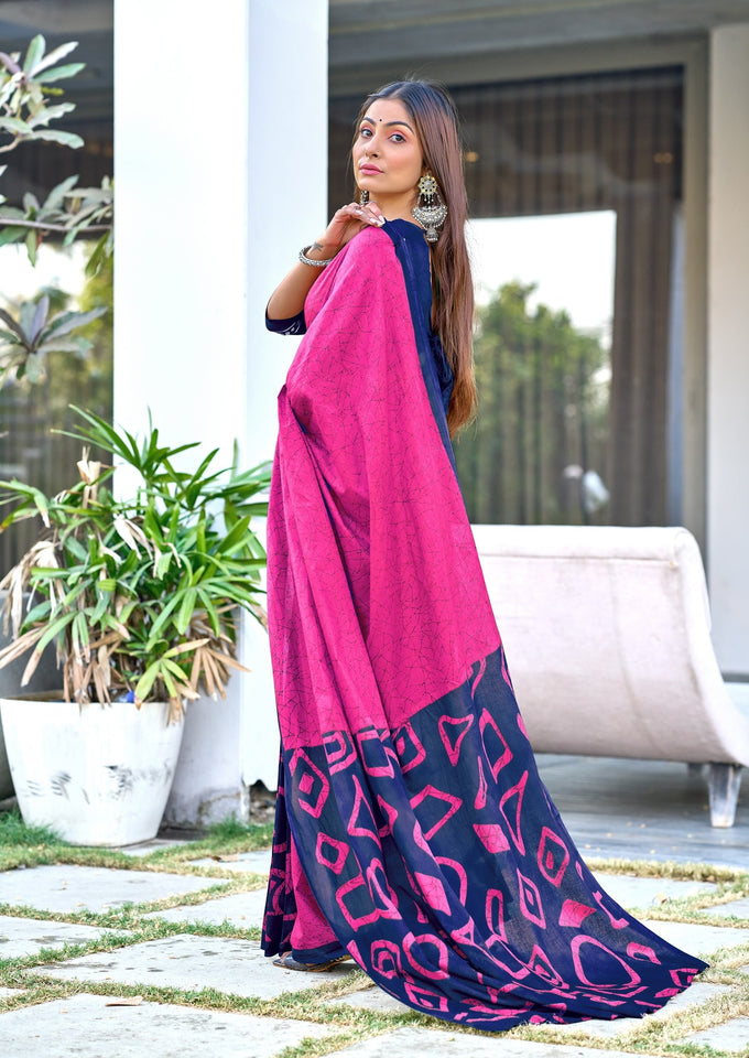 Pure Mal Cotton Hand Block Print Saree