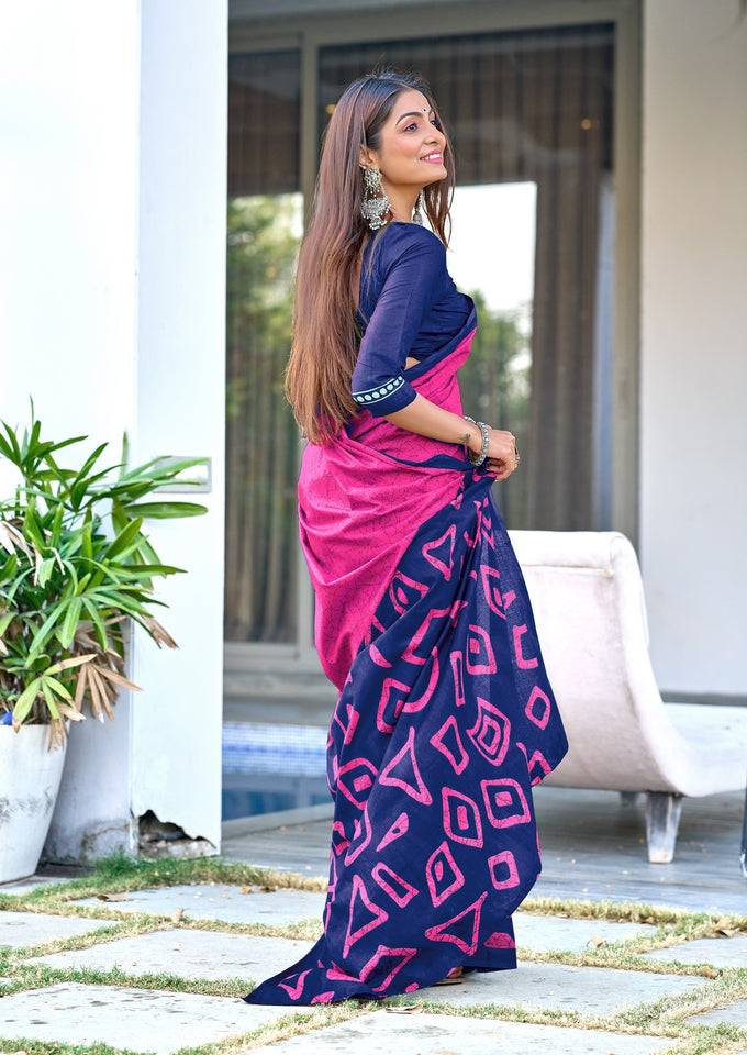 Pure Mal Cotton Hand Block Print Saree