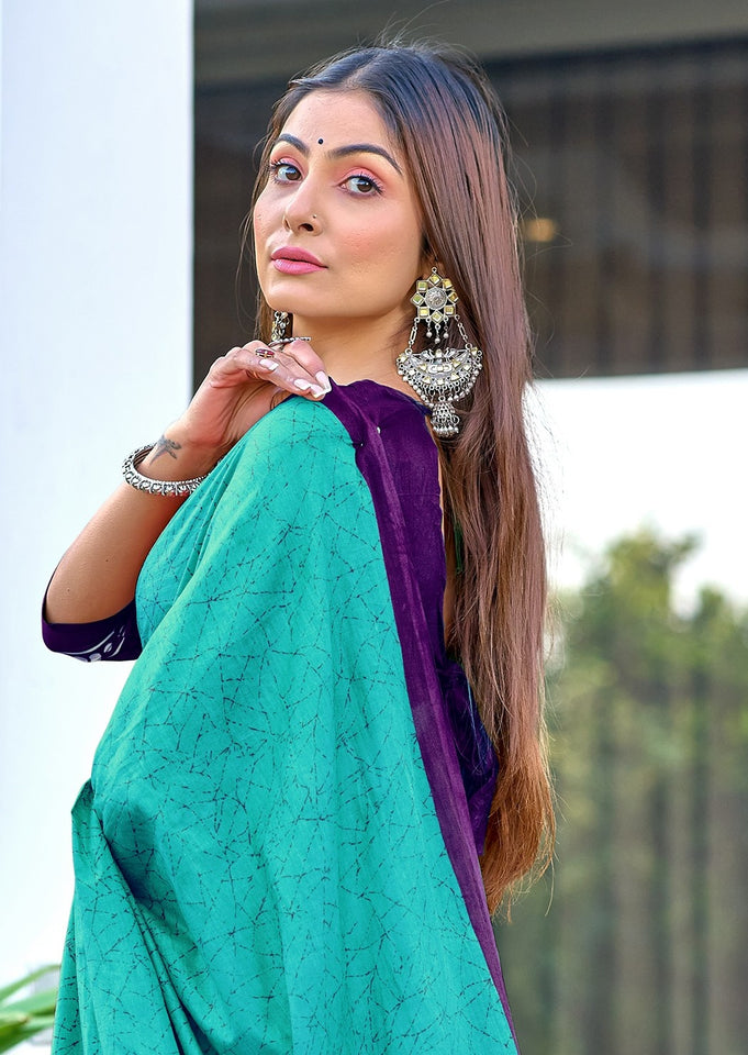 Pure Mal Cotton Hand Block Print Saree